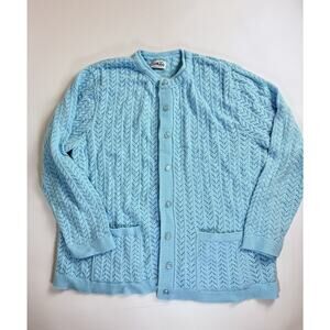 Vtg‎ 60s Cuddle Knit Easter Pastel Blue Popcorn Knit Granny Cardigan Sweater